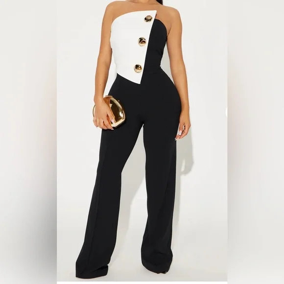 Fashion Nova Pants Jumpsuits Black And White Jumpsuit With